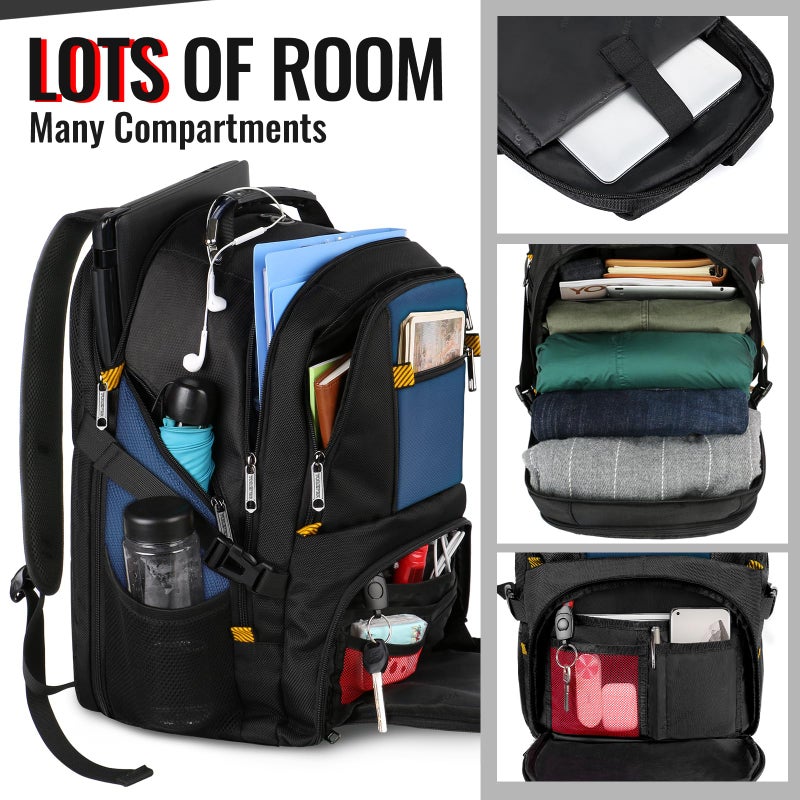 YOREPEK Travel Backpack, Extra Large 50L Laptop Backpacks for Men Women, Water Resistant College Backpack Airline Approved Business Bag with USB Charging Port Fits 17 Inch Computer, Roy Blue - Image 2